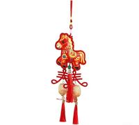 Pendentif décoratif Nouvel An chinois 2026 avec représentation de cheval et pompon décoratif pour espaces intérieurs (B)