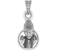 Pendentif Dieu Shree Sai Baba en argent sterling 92,5 pour homme et femme - Médaillon Seigneur Sai Baba en argent sterling pur pour la bonne richesse et la santé - Chaîne en argent, argent sterling