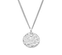 Pendentif Disque martelé en Argent Sterling pour Femme - Collier Petit Cercle à superposer - Pendentif Rond texturé en Argent 925 - Bijoux géométriques minimalistes - Chaîne câblée