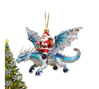 Pendentif d'ornement du Père noël- Figurine de Dragonrider de Yuletide, Charme de noëlfestif, Souvenir à Suspendre | Affichage d'arbre de Noël, Accent de Maison de Vacances, décor de fête, vitrine d