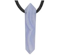 Pendentif Double calcédoine Bleue | Double Pointe avec alésage