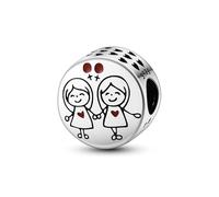 Pendentif double face « Big Little Sister I Will Always Have A Friend » en argent sterling 925 compatible avec les bracelets à breloques Pandora