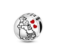 Pendentif double face en argent sterling 925 avec inscription « I Love You » pour bracelet à breloques Pandora