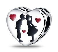 Pendentif double face en forme de cœur avec inscription « We are Eachothers Only I Love You » - En argent sterling 925 - Compatible avec les bracelets à breloques Pandora