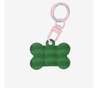 Pendentif double face en forme d'os avec paillettes vertes et scintillantes pour chiens et chats