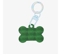 Pendentif double face en forme d'os avec paillettes vertes et scintillantes pour chiens et chats