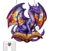 Pendentif dragon coloré, ornement de dragon acrylique - Décoration créative de fenêtre de dragon en acrylique teinté - Décoration artistique murale 20x20cm/8x8 pouces, décoration suspendue pour salon,