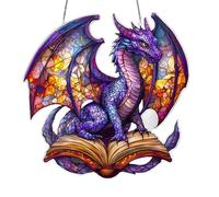 Pendentif dragon de dessin animé, ornement suspendu en acrylique | Décoration créative de fenêtre de dragon en acrylique teinté,Décoration artistique murale 20x20cm/8x8 pouces, décoration suspendue po