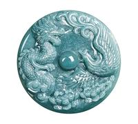 Pendentif Dragon Phénix en Jade Bleu avec Cordon | Bijou sculpté aux symboles orientaux, pendentif unisexe avec cordon