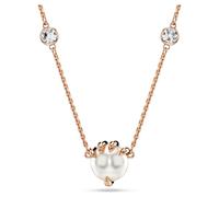 Pendentif Dragon & Phoenix, Crystal pearls, Griffe de dragon, Blanc, Placage de ton or rosé OS