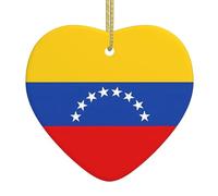 Pendentif drapeau du Venezuela en forme de cœur d'arbre de Noël, pendentif en céramique, pendentif de décoration de Noël, fête de vacances