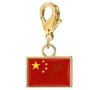 Pendentif drapeau en acier inoxydable, homard, or R | Fermoir mousqueton pour souvenir de voyage, accessoire quotidien, bracelet ornement