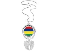 Pendentif drapeau national de l'Ile Maurice avec ailes d'ange rotatives