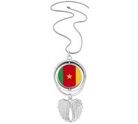 Pendentif drapeau national du Cameroun afcountry ailes d'ange rotatif collier bijoux