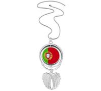 Pendentif drapeau national du Portugal EU pays pendentif ailes d'ange collier rotatif bijoux
