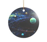 Pendentif droit de 7,3 cm en forme de planètes circulaires en acrylique transparent, décoration d'arbre de Noël.