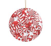 Pendentif droit en forme de canne à sucre d'orge circulaire de 7,3 cm, décoration en acrylique transparent, décoration d'arbre de Noël.