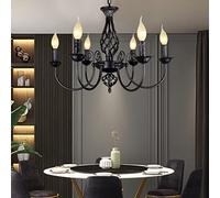 Pendentif E14 Ancienne Lampe Industrielle Suspension rétro Réglable en Hauteur Métal Vintage Restaurant Lumière Restaurant Bougie Lustre Classique en Fer Bar Salon Café Suspension (Color : Noir, Tai