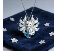 Pendentif émail renard à neuf queues mignon, broche de style chinois moderne, bijoux esthétiques, cadeau pour amis et famille, accessoire tendance Nine Tailed Fox