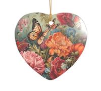 Pendentif en acrylique avec fleurs et papillons - Décoration de Noël pour les jeunes mariés