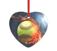 Pendentif en Acrylique en Forme de Balle de Softball Orange imprimée sur Le thème du feu et de l'eau, Parfait pour Noël, Les fêtes à thème Hivernal et Les Occasions spéciales.