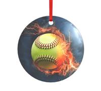Pendentif en Acrylique en Forme de Balle de Softball Orange imprimée sur Le thème du feu et de l'eau, Parfait pour Noël, Les fêtes à thème Hivernal et Les Occasions spéciales.