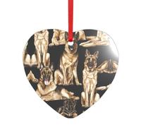 Pendentif en acrylique en forme de berger allemand avec un ruban rouge. Chaque pendentif est perforé avec un ruban rouge de 25 cm, taille unique
