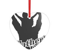 Pendentif en acrylique Happy Dad pour la fête des pères avec un ruban rouge. Chaque pendentif est perforé avec un ruban rouge de 25 cm