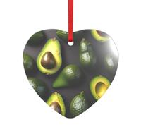 Pendentif en acrylique motif avocat avec un ruban rouge. Chaque pendentif est perforé avec un ruban rouge de 25 cm, taille unique