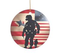 Pendentif en acrylique pour commémoration patriotique des soldats militaires américains - Décoration de Noël pour les jeunes mariés