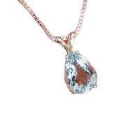 Pendentif en aigue-marine naturelle blanche facettée de 11 x 8 mm, collier en argent sterling 925 avec chaîne de 45 cm, apaisement, courage, chakra de la gorge, communication, guérison, cadeau |