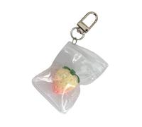 Pendentif en alliage de résine robuste en forme de fraise pour téléphone portable dans un sac transparent pour les amateurs de mode