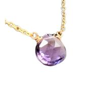 Pendentif en améthyste naturelle violette à facettes en forme de poire, 10 x 8 mm, en argent sterling 925, avec chaîne de 45 cm, pour la paix, la guérison spirituelle, le soulagement du stress, le