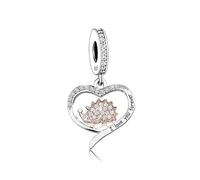 Pendentif en argent sterling 925 avec aile d'ange en forme de cœur et inscription « Mom » en forme de hérisson et de danse, compatible avec les bracelets à breloques Pandora Moments, 4mm Hole, Métal