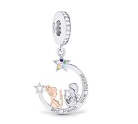 Pendentif en argent sterling 925 avec aile d'ange et girafe, sœur, anniversaire, cœur, or rose, compatible avec les bracelets à breloques Pandora Moments, 4mm Hole, Métal Argent sterling, Pas de gemme