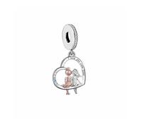 Pendentif en argent sterling 925 avec aile d'ange porte-bonheur en forme de cœur compatible avec les bracelets à breloques Pandora Moments, 4mm Hole, Métal Argent sterling, Pas de gemme