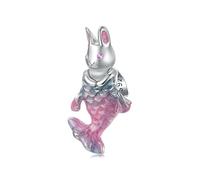 Pendentif en argent sterling 925 avec breloque sirène et lapin, compatible avec bracelet, accessoires de bijoux et perles