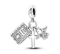 Pendentif en argent sterling 925 avec croix ange gardien de la Bible - Crucifix - Jésus - Dieu - Compatible avec les bracelets à breloques Pandora