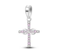 Pendentif en argent sterling 925 avec croix « I Love Jesus » en forme de crucifix rose compatible avec les bracelets à breloques Pandora