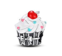 Pendentif en argent sterling 925 avec inscription « Cupcake I Love You » en forme de gâteau aux cerises compatible avec les bracelets à breloques Pandora