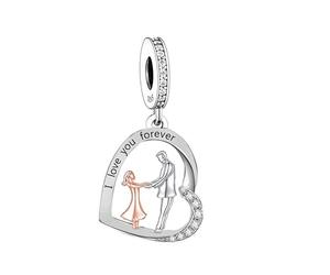 Pendentif en argent sterling 925 avec inscription « I Love You Forever » pour père et fille compatible avec les bracelets à breloques Pandora
