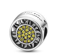 Pendentif en argent sterling 925 avec inscription « You Are My Sunshine », motif soleil, étoile et lune, compatible avec les bracelets à breloques Pandora