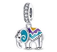 Pendentif en argent sterling 925 avec motif éléphant africain et animal de compagnie compatible avec les bracelets à breloques Pandora