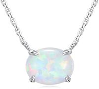 Pendentif en argent sterling 925 avec opale blanche authentique de 3,50 carats - Pierre de naissance du mois d'octobre