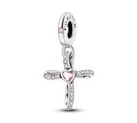 Pendentif en argent sterling 925 avec pendentif en forme de croix Jesus Faith I Love You Heart Forever Eternity Infinity Compatible avec les bracelets à breloques Pandora