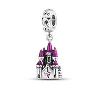 Pendentif en argent sterling 925 avec pendentif en forme de cœur et château magique compatible avec les bracelets à breloques Pandora