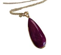 Pendentif en argent sterling 925 avec rubis naturel 31 x 12 mm, forme poire, facetté, rouge, avec chaîne de 45 cm, idéal pour les femmes, amour, passion, énergie, force, vitalité et | gmpd_0253