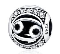 Pendentif en argent sterling 925 avec signe astrologique du zodiaque et de la date de naissance, compatible avec les bracelets à breloques Pandora Moments, 4mm Hole, Métal Argent sterling, Pas de