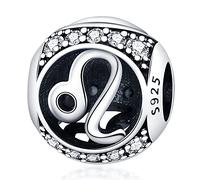 Pendentif en argent sterling 925 avec signe astrologique du zodiaque et de la date de naissance, compatible avec les bracelets à breloques Pandora Moments, 4mm Hole, Métal Argent sterling, Pas de
