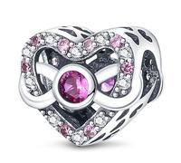 Pendentif en argent sterling 925 en forme de cœur avec inscription « Eternal Love You » en cristal rose pour bracelet à breloques Pandora